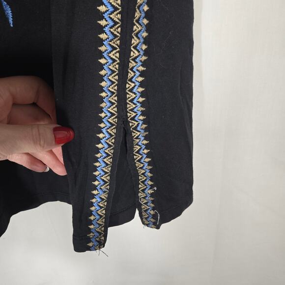 Paparazzi Embroidered Floral Shirt Top Blouse Cotton Boho Hippie Cottage Medium - Picture 6 of 8